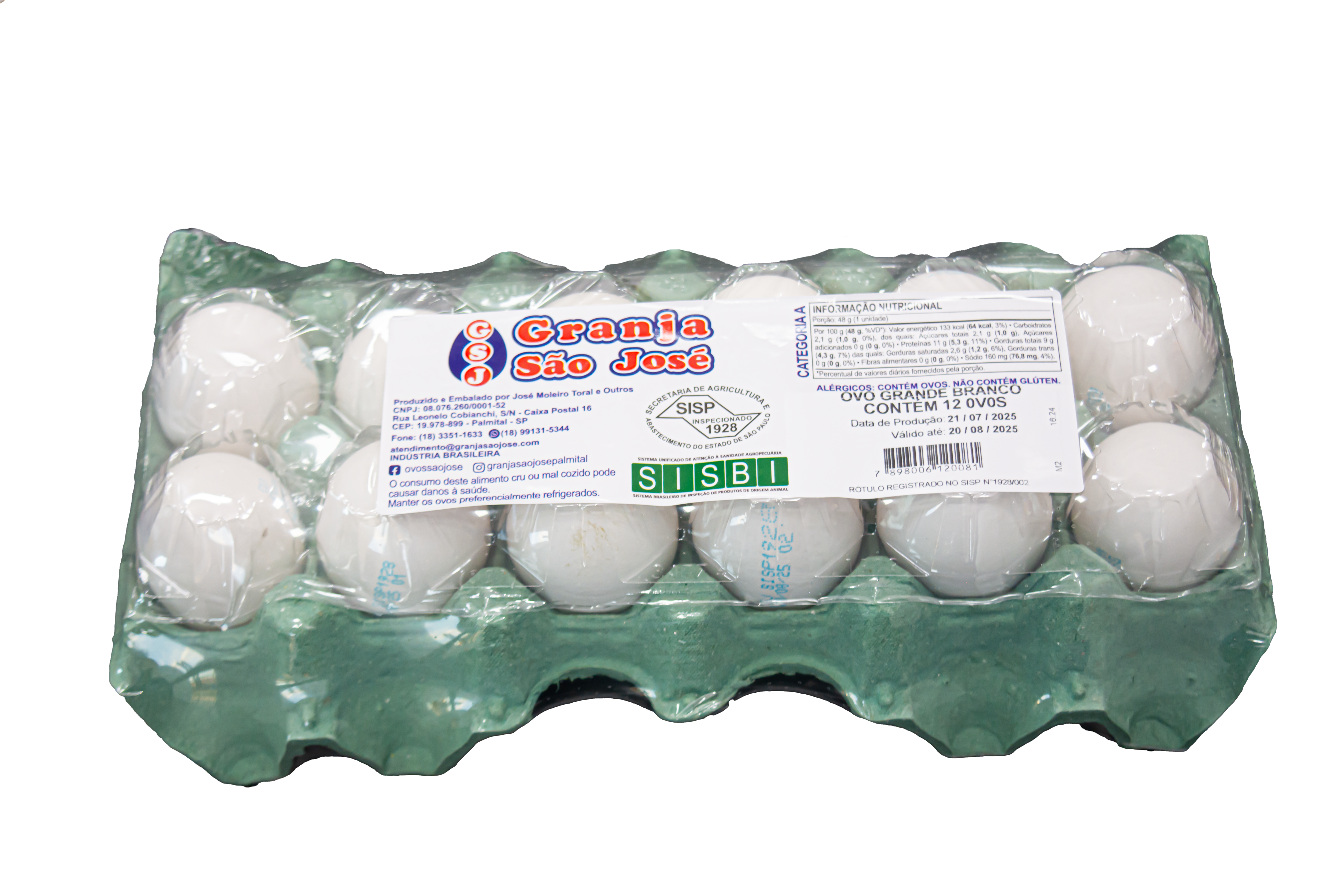Cartela PVC 12 ovos