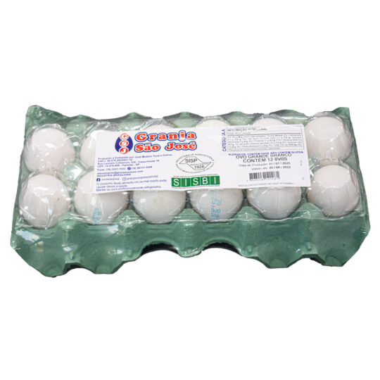 Cartela PVC - 12 ovos extra brancos